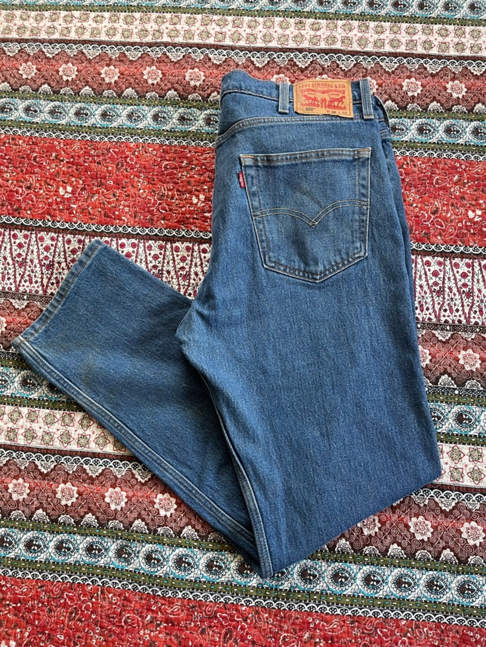 Levi's Men's 502 Medium Blue Straight-Leg Jeans 38x32